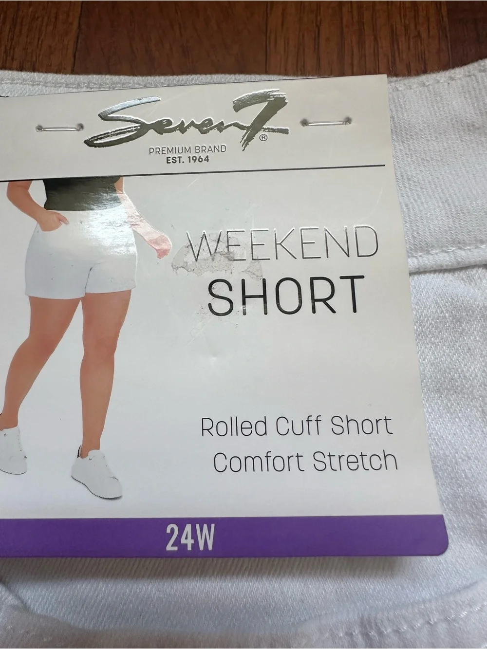 Seven7 White Cuffed Denim Weekend Shorts